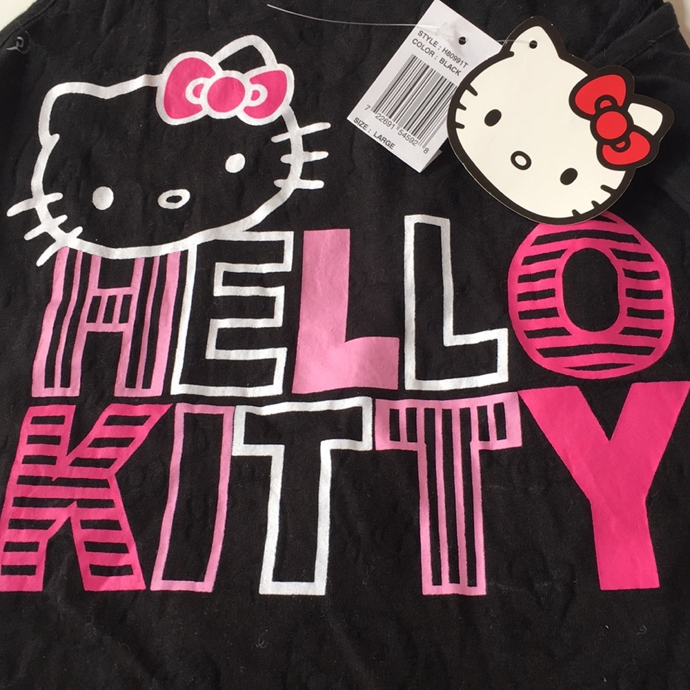 L HELLO KITTY tank top bow back graphic sheer NEW